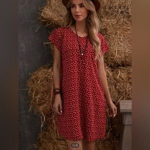 Emery Rose Batwing Sleeve Allocer Heart print Dress